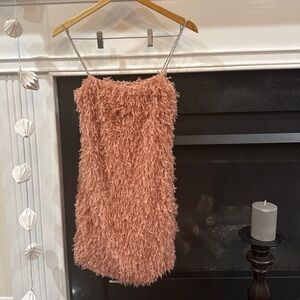 NWT Galita faux feathered mini dress size L coquette romantic evening wear glam